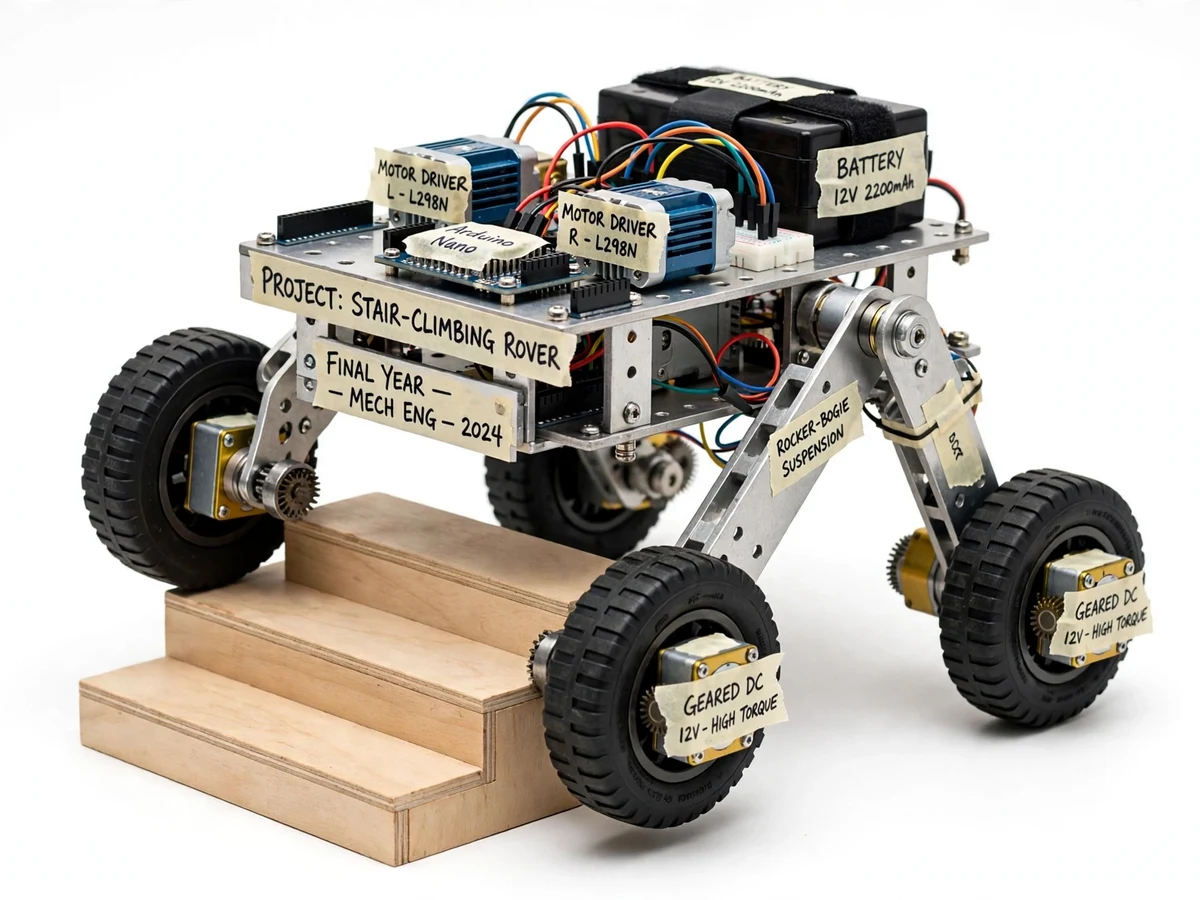 Stair-Climbing Robot with Rocker Suspension — project thumbnail preview