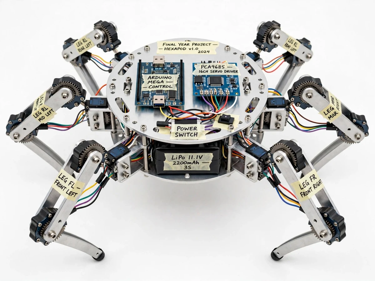 Hexapod Walking Robot with Servo Gait Control — project thumbnail preview