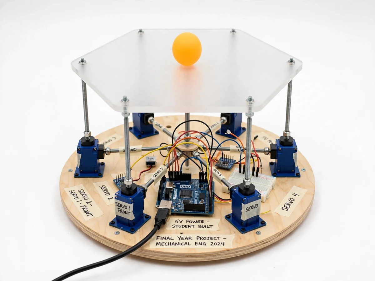 Stewart Platform Ball-Balancing Rig with Servo Control — project thumbnail preview