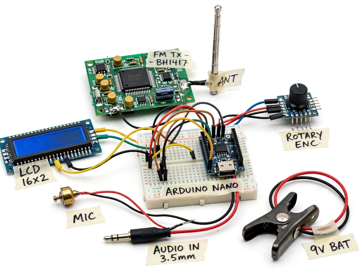 FM Transmitter with Digital Frequency Display using BH1417 — project thumbnail preview