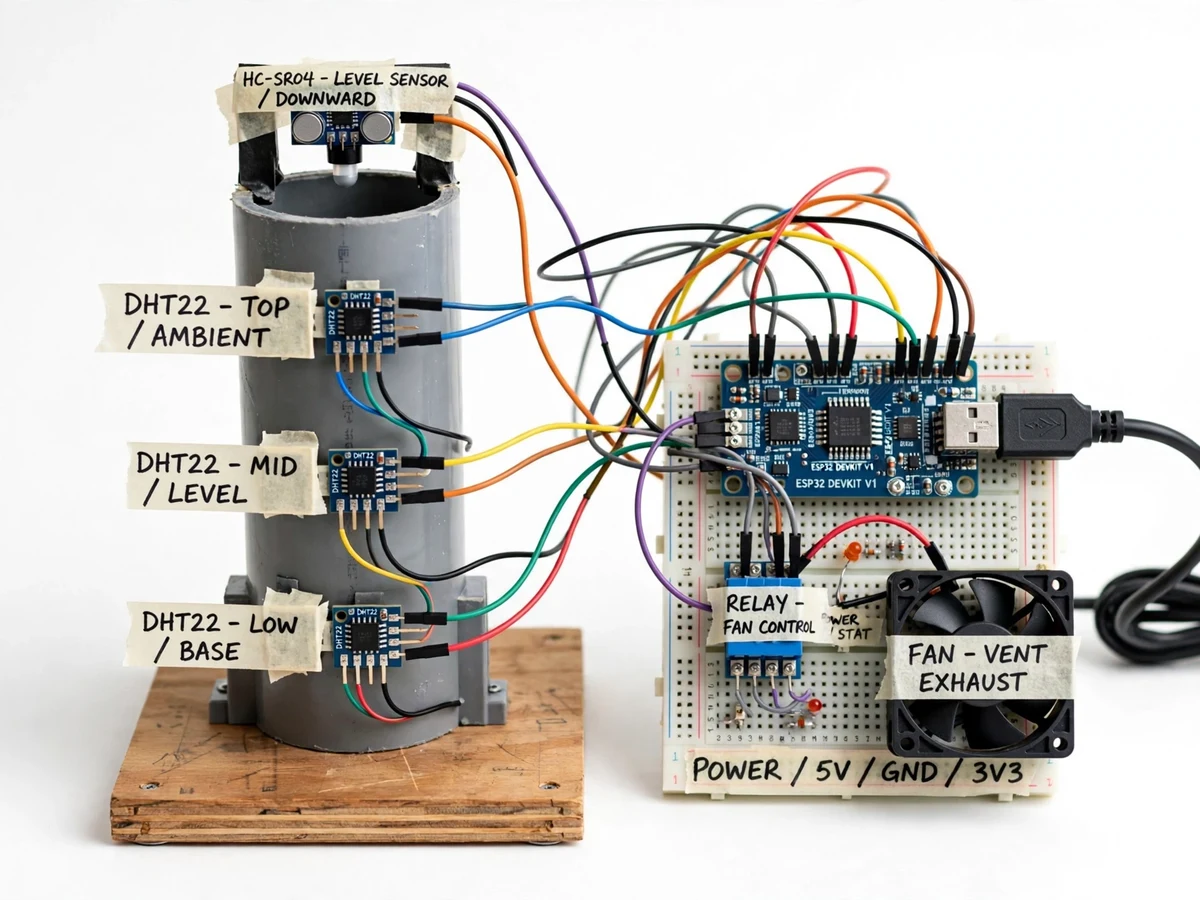 IoT Grain Silo Monitor with Temperature, Humidity and Level Dashboard — project thumbnail preview