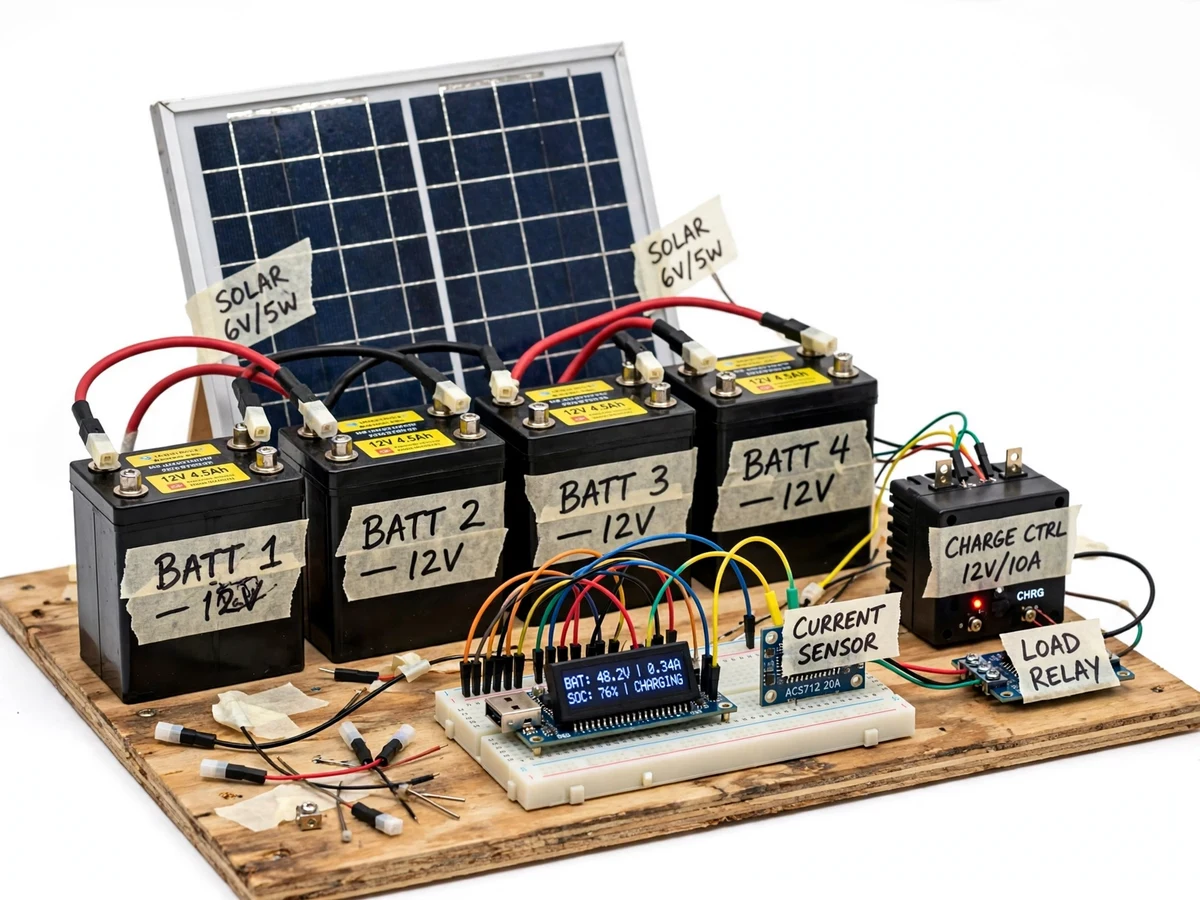 Solar Battery Bank Monitor with Charge-Discharge Dashboard — project thumbnail preview
