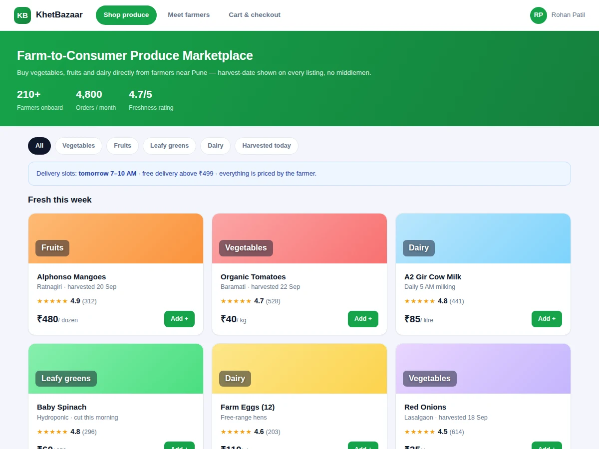 Farm-to-Consumer Produce Marketplace — project thumbnail preview
