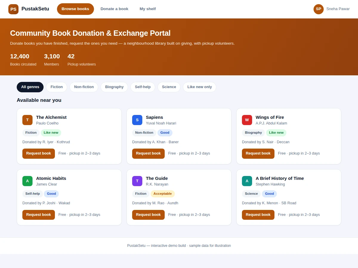 Community Book Donation and Exchange Portal — project thumbnail preview