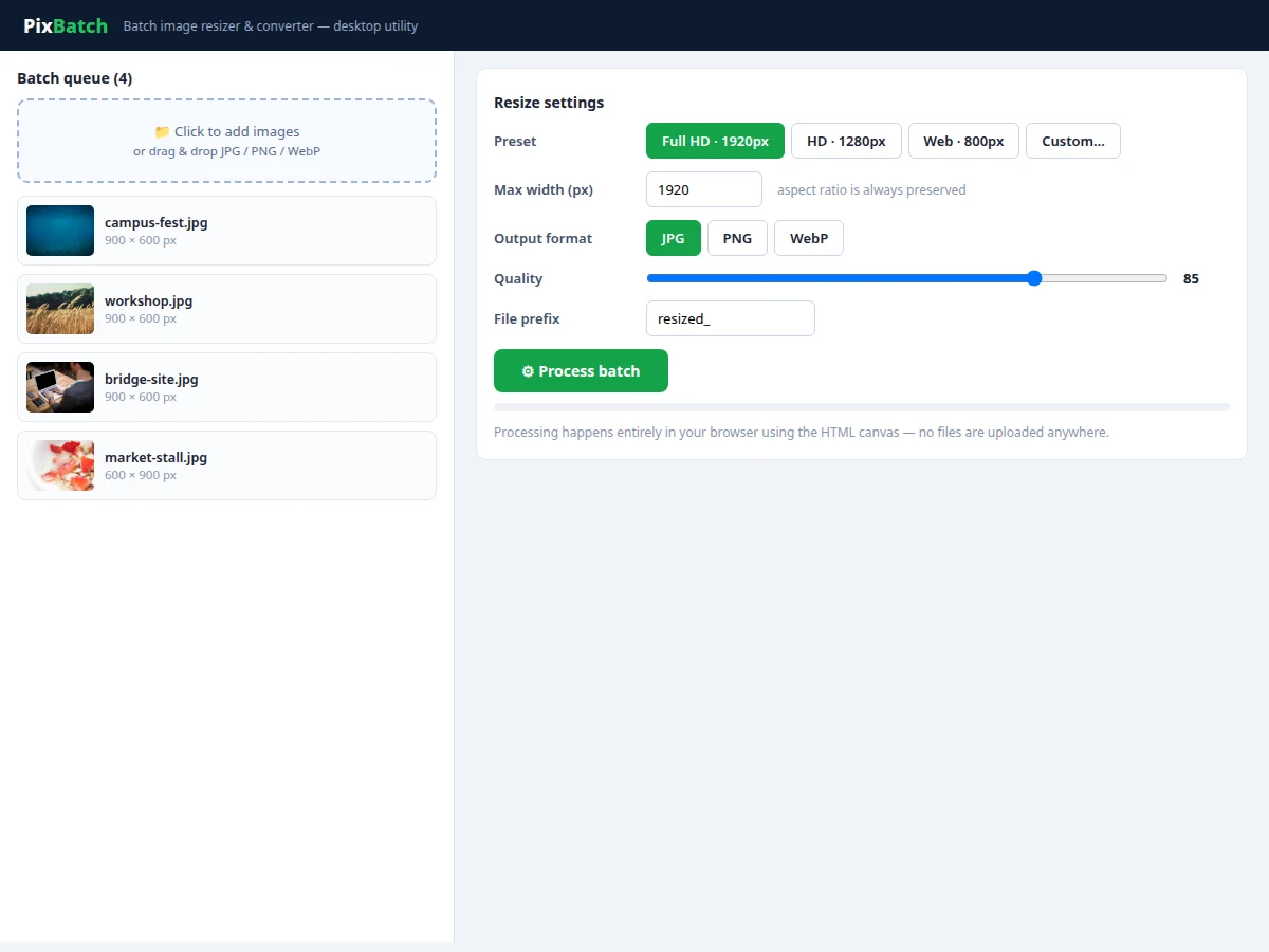 Batch Image Resizer and Converter — project thumbnail preview