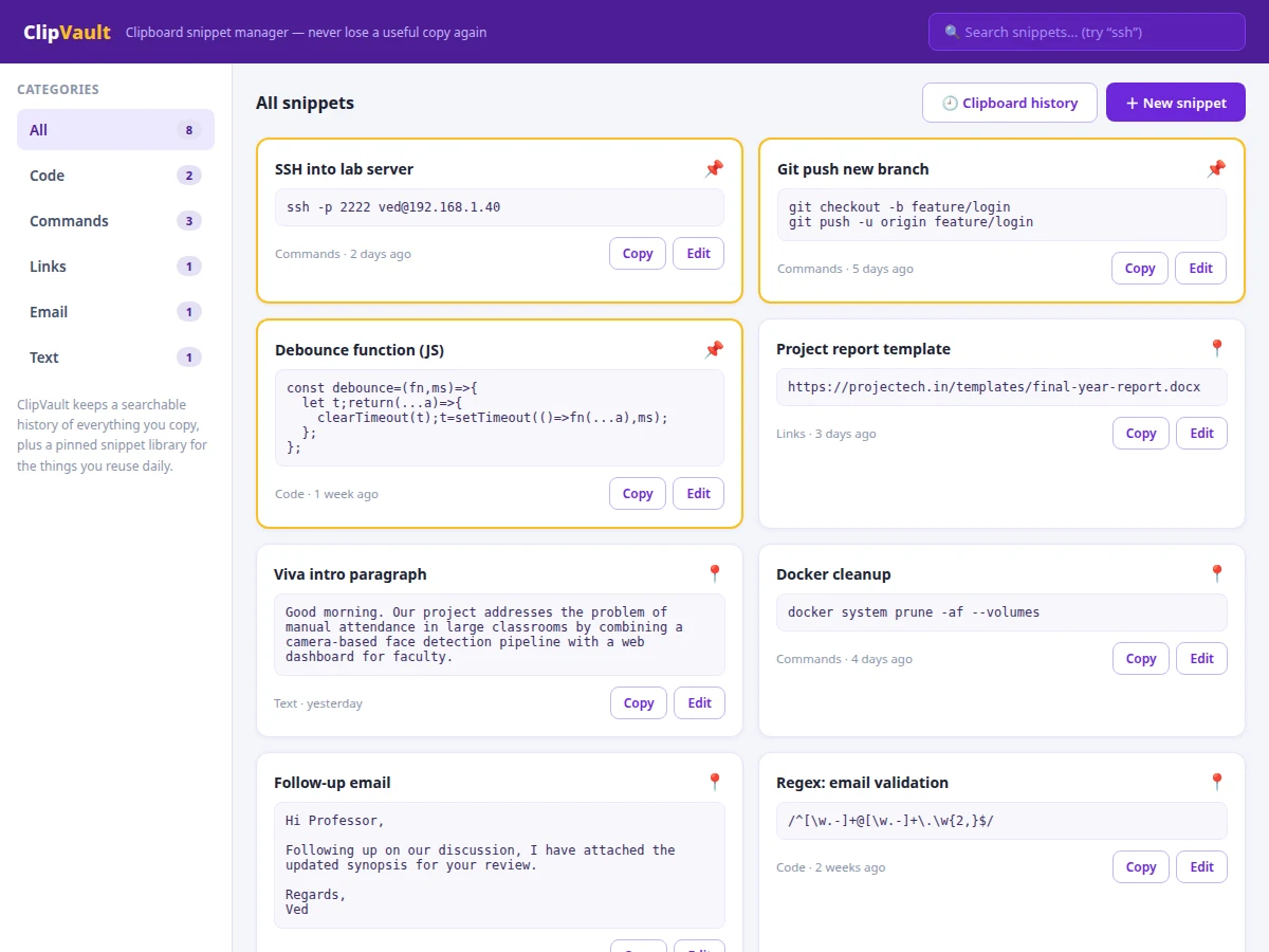 Clipboard Snippet Manager — project thumbnail preview