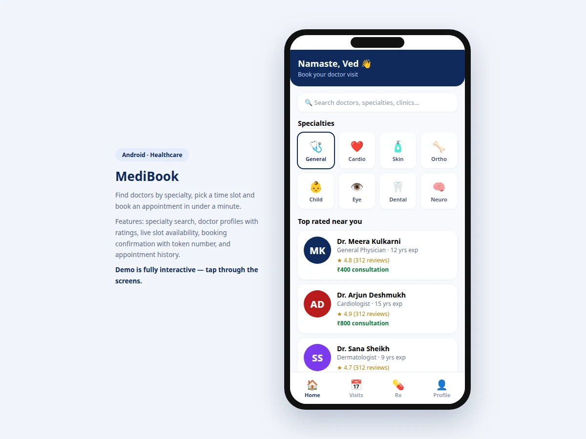 Doctor Appointment Booking Android App — project thumbnail preview