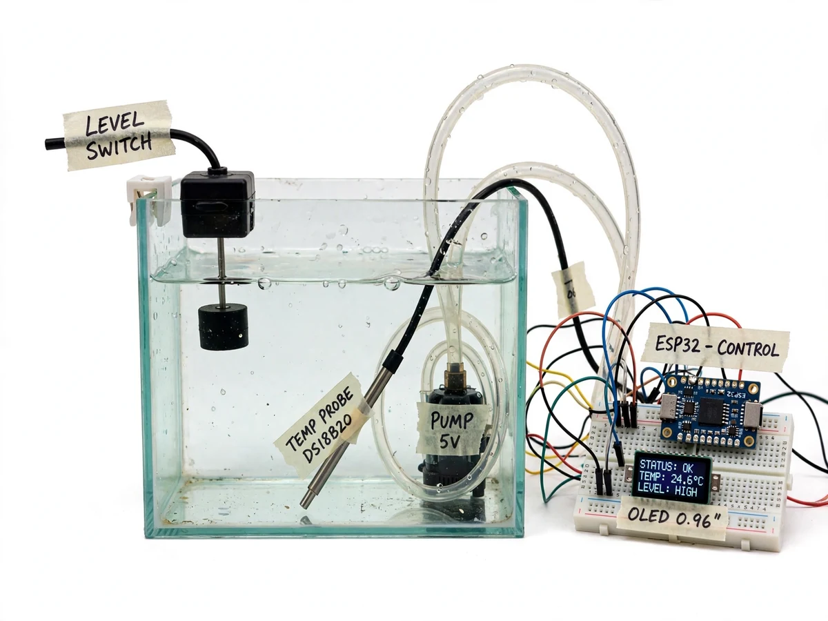 IoT Aquarium Auto Top-Off and Temperature Monitor — project thumbnail preview