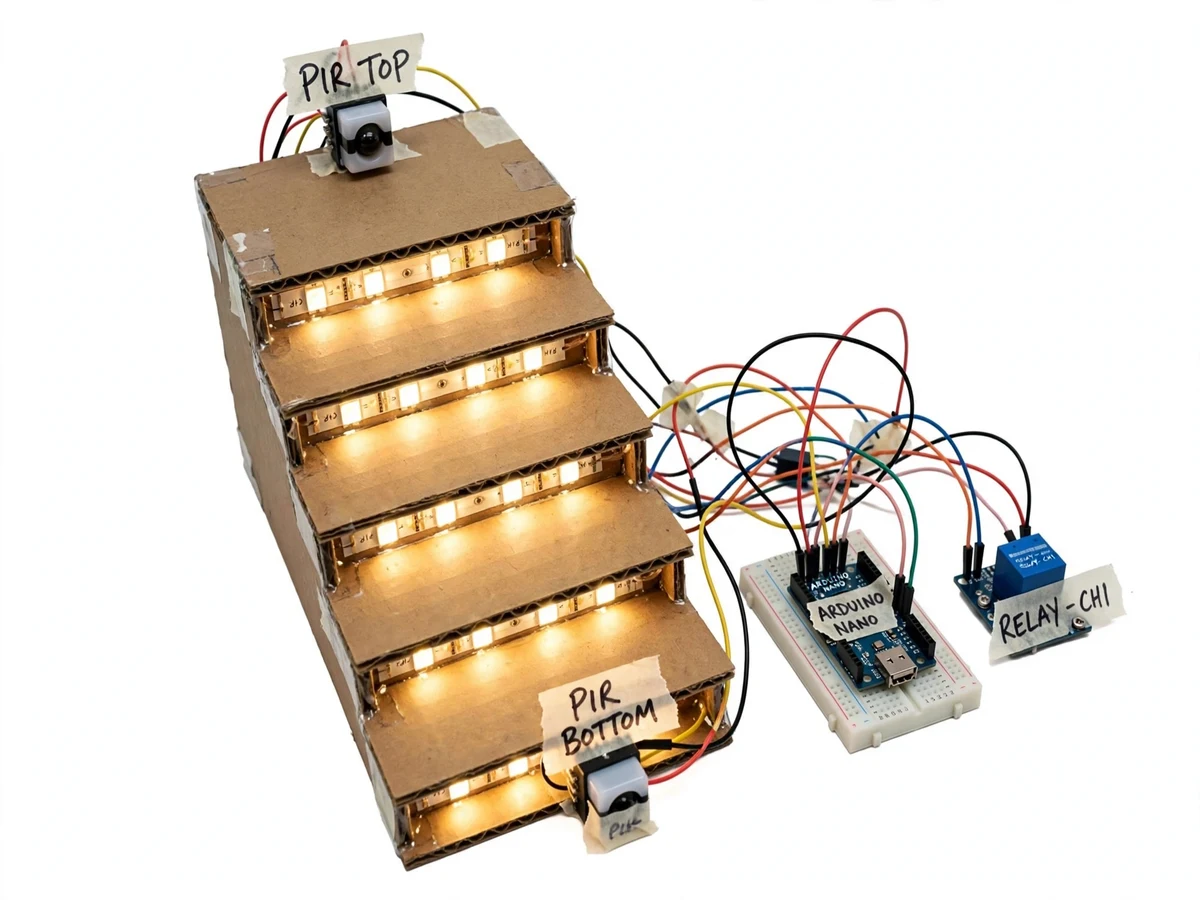 Automatic Staircase Light Controller with Motion Sensors — project thumbnail preview