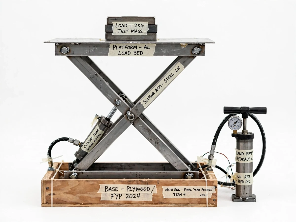 Hydraulic Scissor Lift Working Model — project thumbnail preview