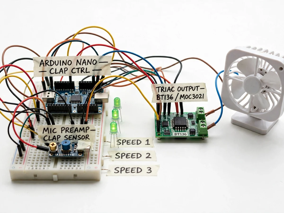 Clap-Counting Fan Speed Controller — project thumbnail preview