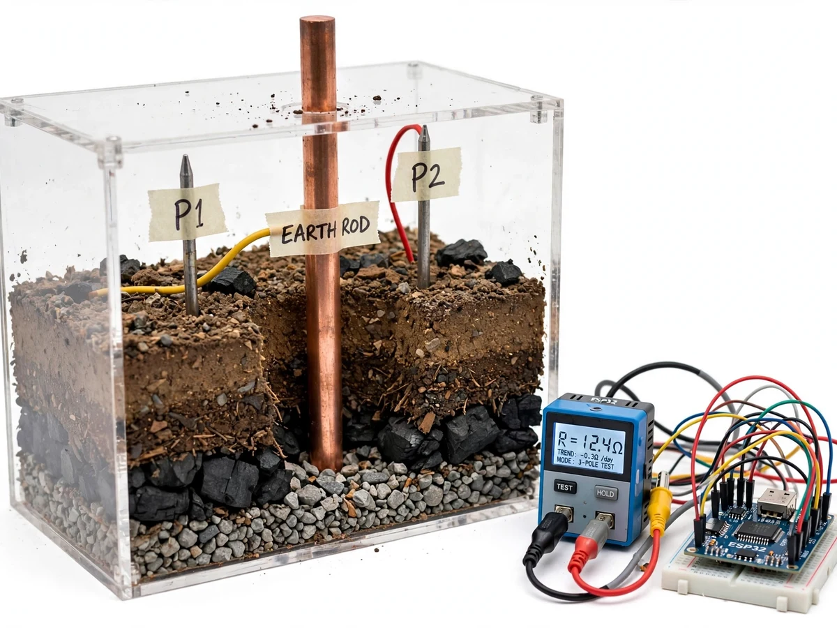 Earth Electrode Resistance Trend Monitor with Dashboard — project thumbnail preview