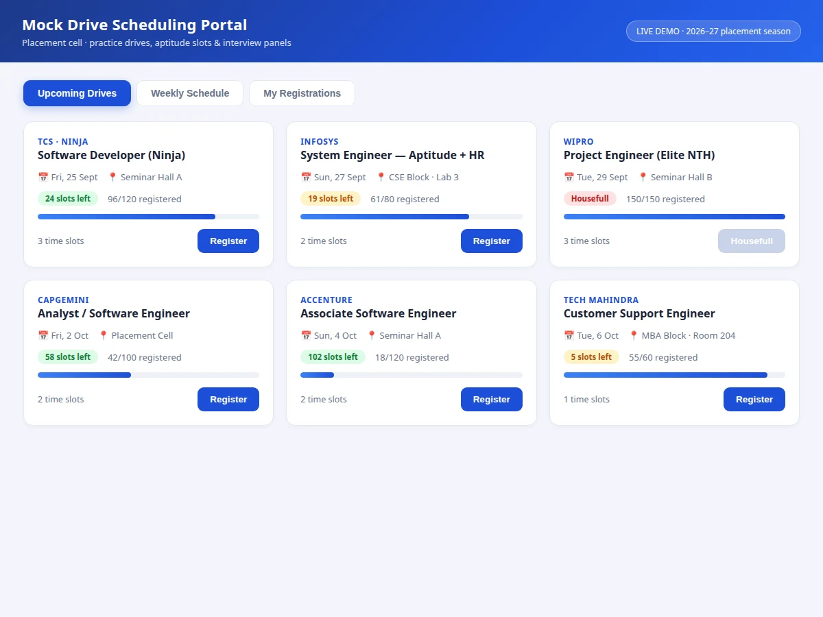 Mock Drive Scheduling Portal — project thumbnail preview