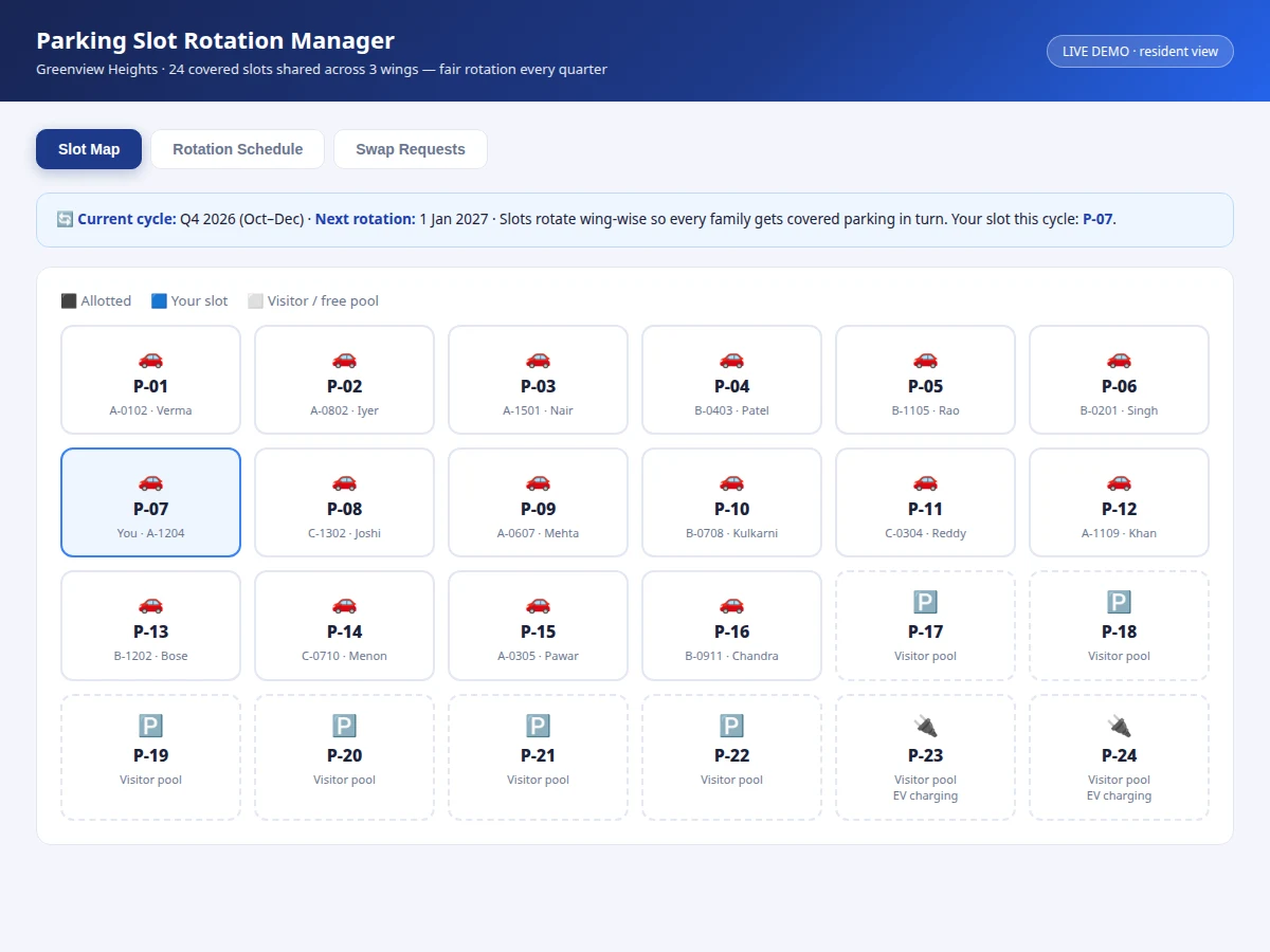 Society Parking Slot Rotation Manager — project thumbnail preview
