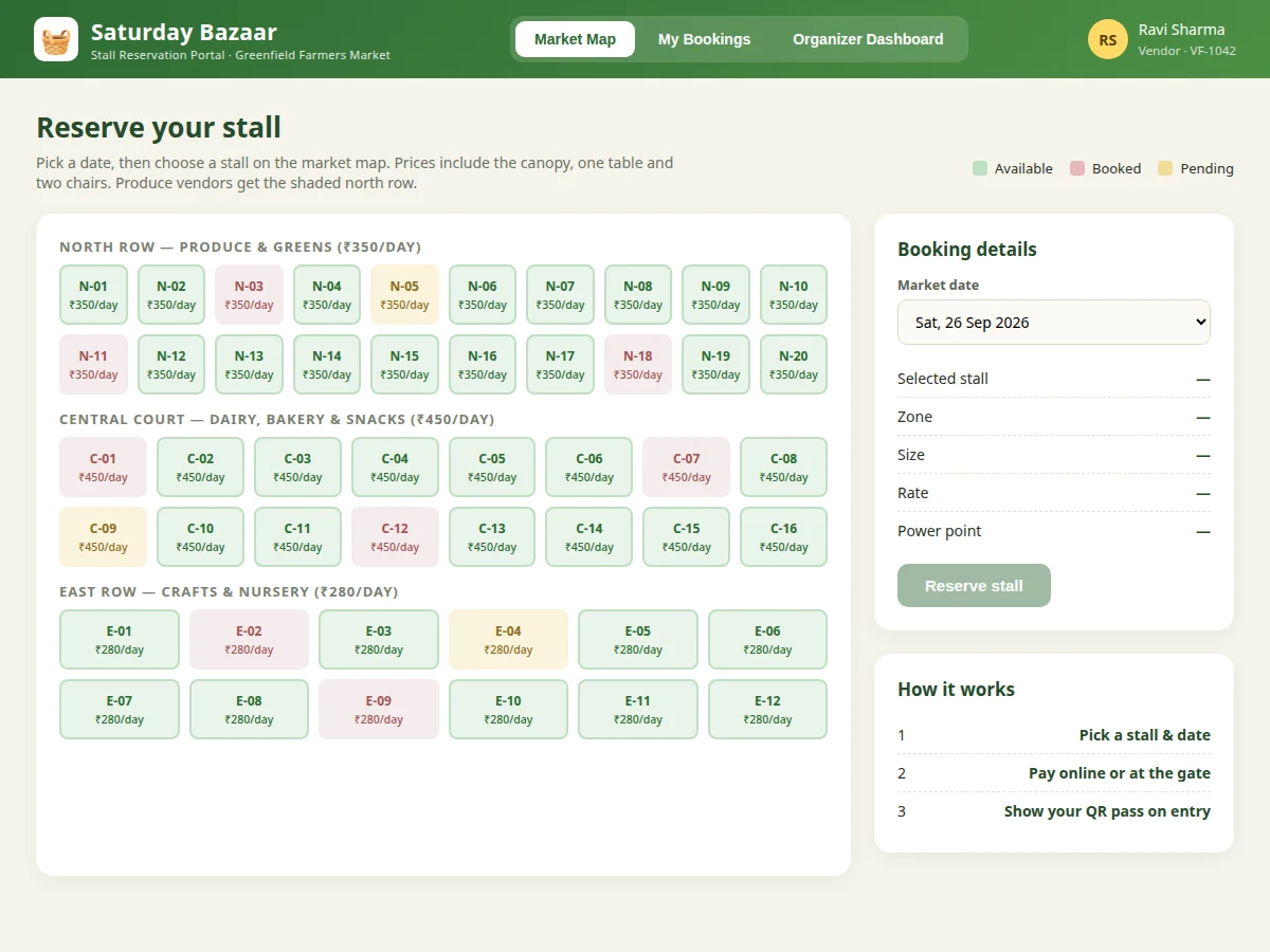 Farmers Market Stall Reservation Portal — project thumbnail preview