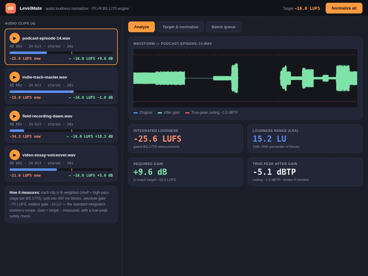 Audio Loudness Normalizer Desktop Utility (LUFS) — project thumbnail preview