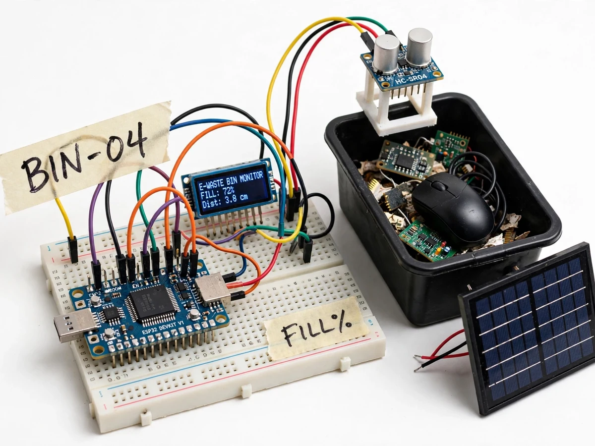 E-Waste Bin Fill Monitor using ESP32 — project thumbnail preview