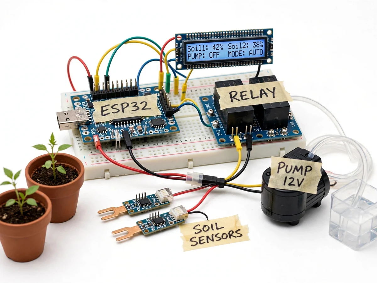 Dual-Zone Smart Irrigation Controller with Soil Moisture Display — project thumbnail preview
