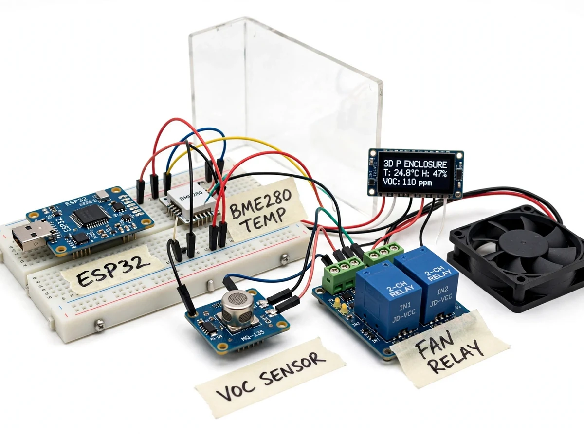 3D Printer Enclosure Air Quality Monitor with Ventilation Fan Control — project thumbnail preview