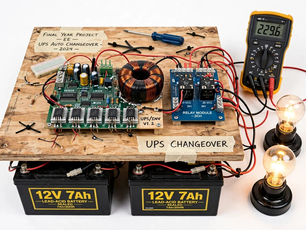 Online UPS Working Demo with Automatic Changeover — project thumbnail preview