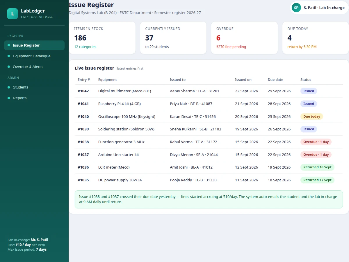 Departmental Equipment Issue & Return Register — project thumbnail preview