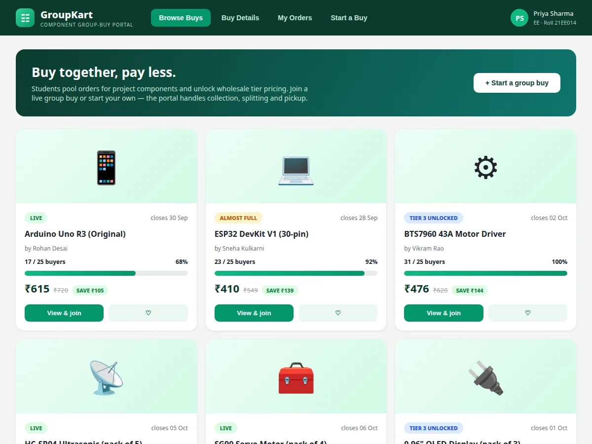 Student Project Component Group-Buy Portal — project thumbnail preview