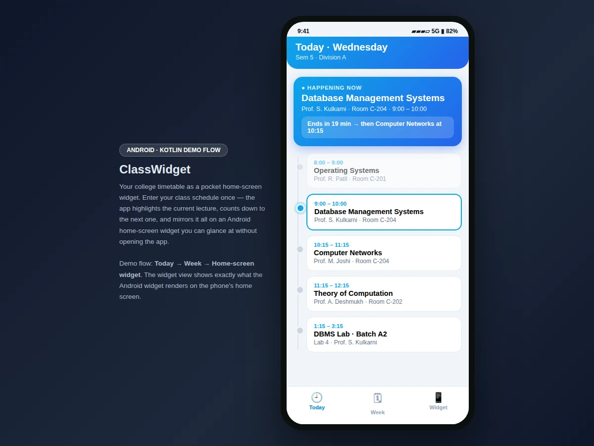 Pocket Timetable Widget Android App — project thumbnail preview