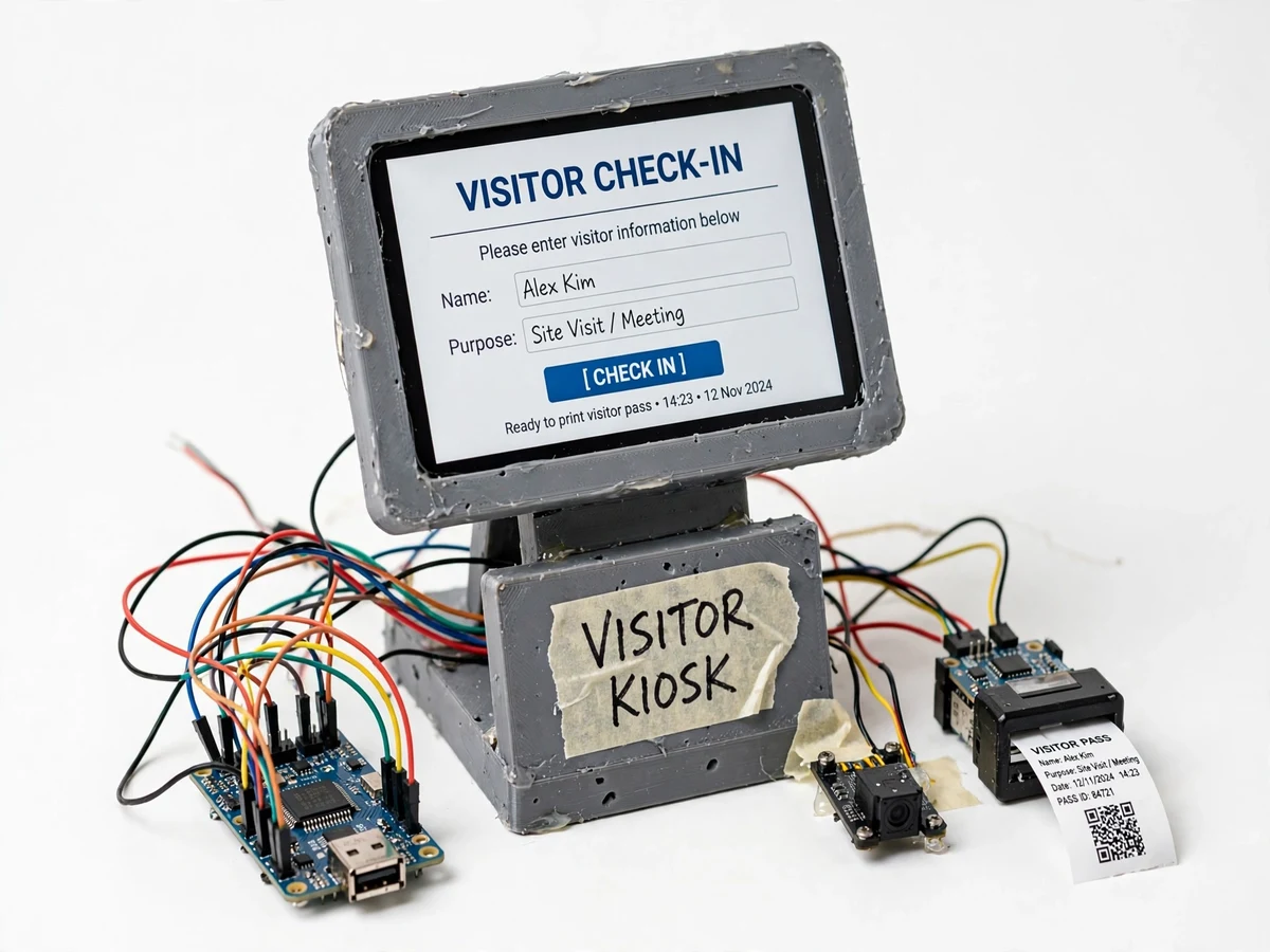IoT Visitor Management Kiosk with QR Passes and Admin Dashboard — project thumbnail preview