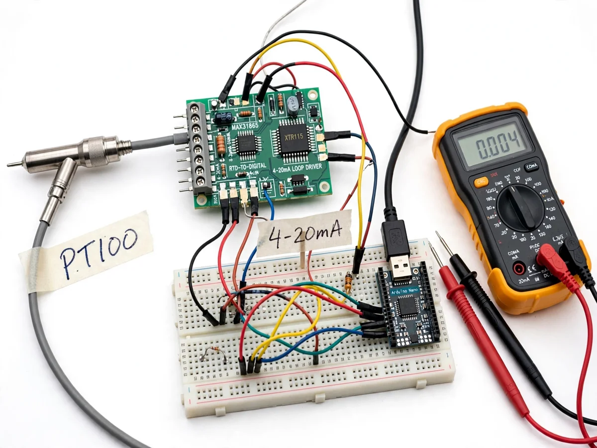 PT100 RTD to 4–20mA Industrial Temperature Transmitter — project thumbnail preview