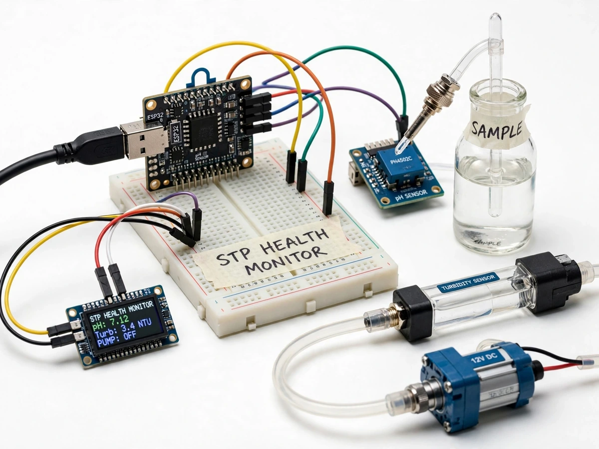 IoT Sewage Treatment Plant Health Monitor — project thumbnail preview