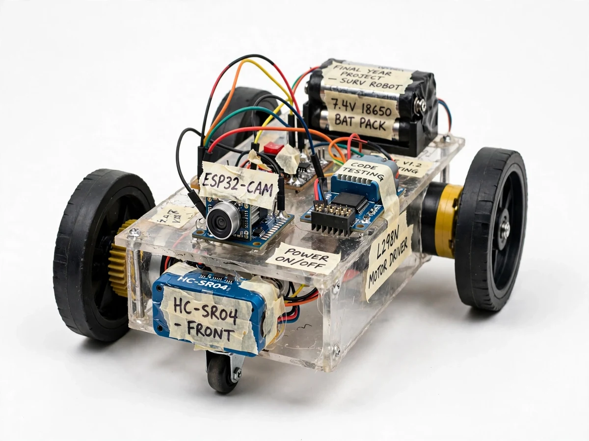 ESP32-CAM Surveillance Robot with Live Video Streaming