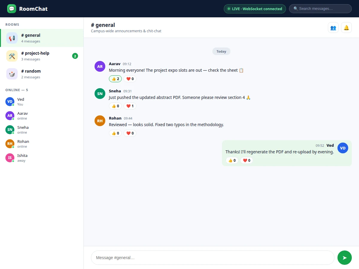 Real-time Group Chat Application with Chat Rooms — project thumbnail preview