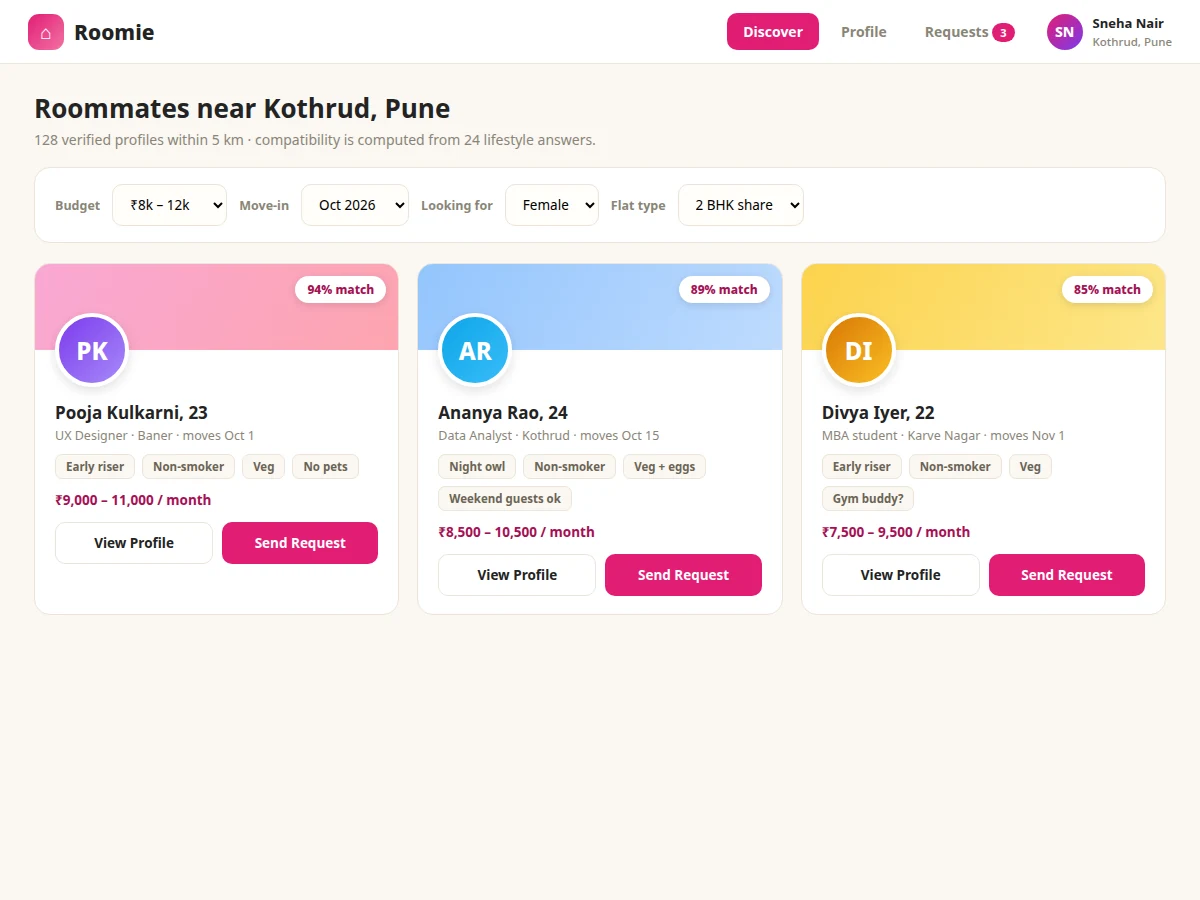 Student Roommate Matching Portal — project thumbnail preview