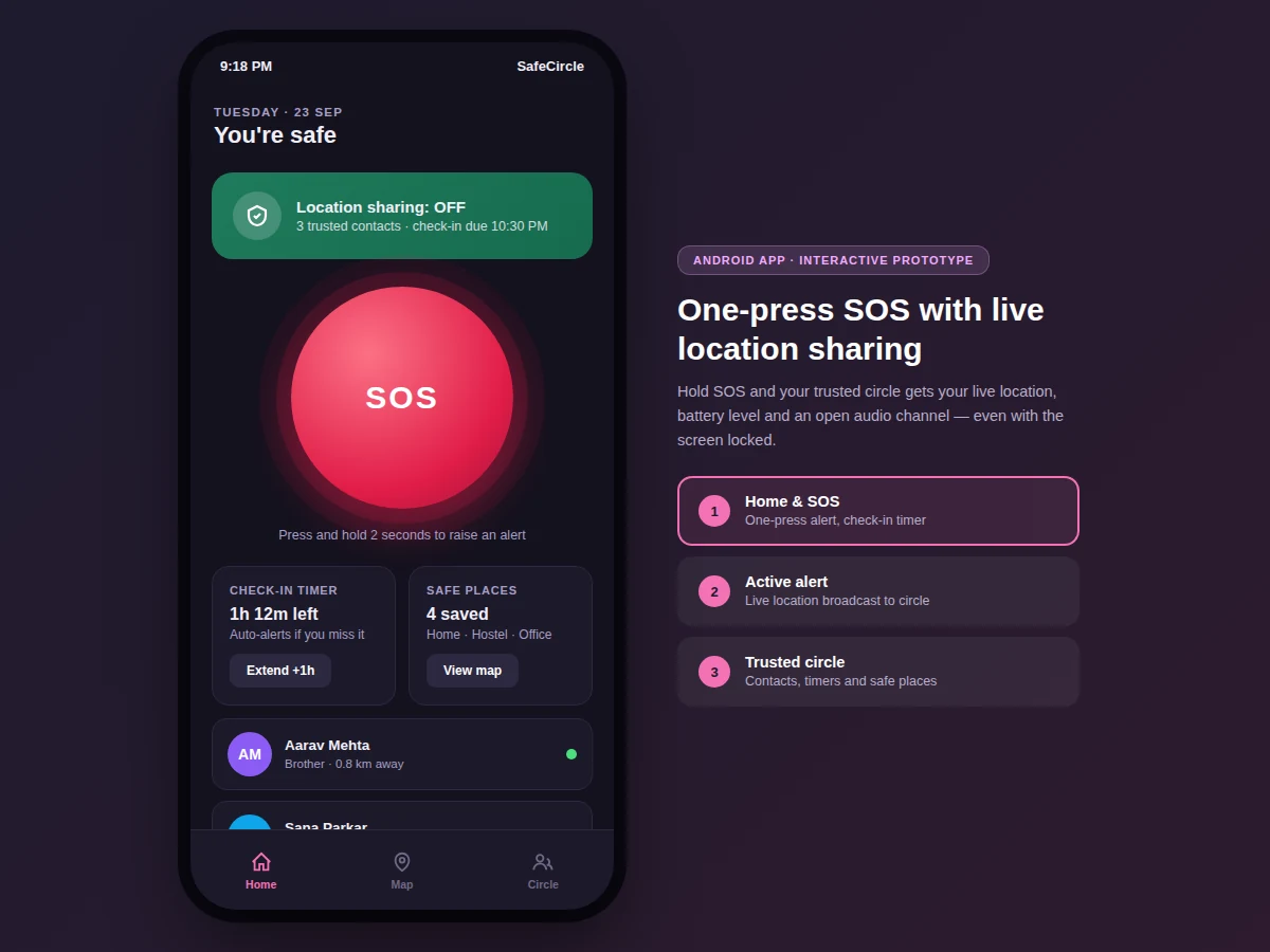 Personal Safety SOS App with Live Location Sharing — project thumbnail preview
