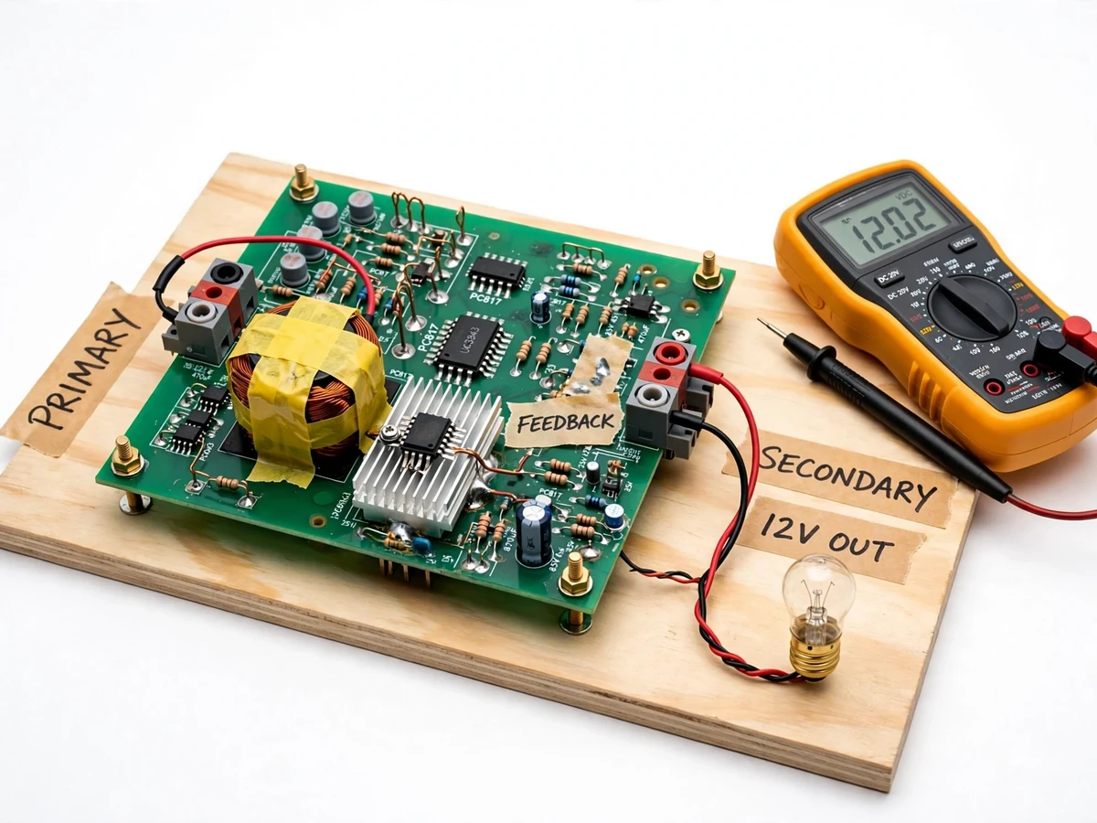 Flyback SMPS Demo Board with Isolated Output and Feedback Regulation — project thumbnail preview