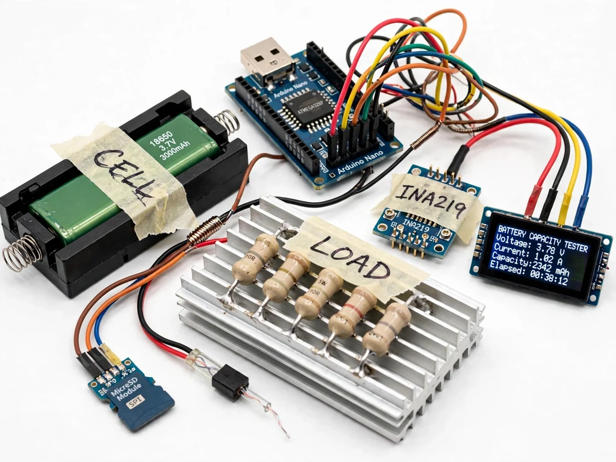 Li-ion Battery Capacity Tester with Automatic Discharge Logging — project thumbnail preview