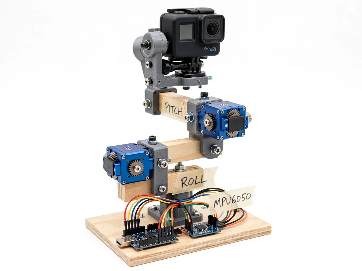Two-Axis Camera Gimbal Stabilizer using MPU6050 and Servos — project thumbnail preview