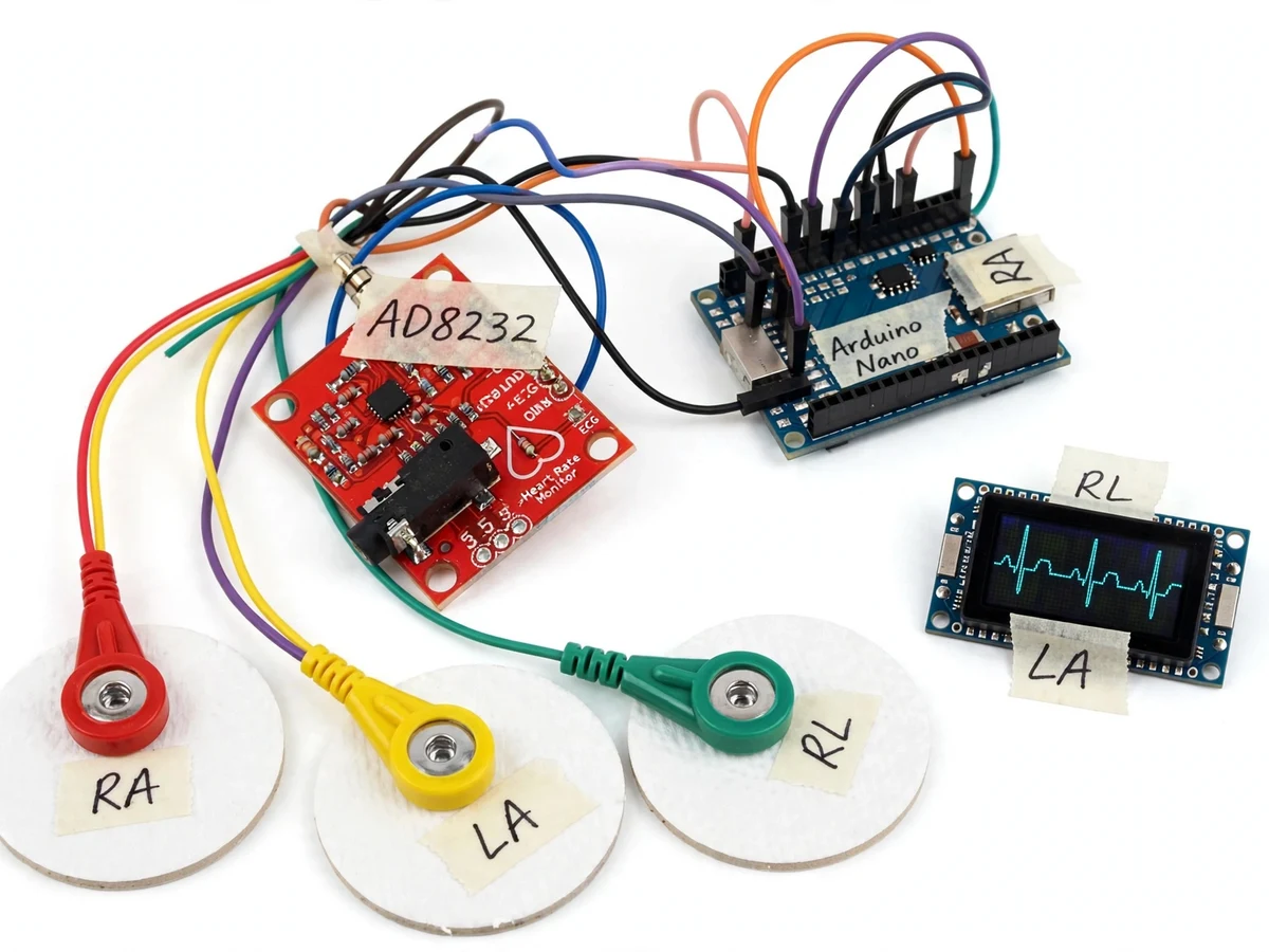 ECG Heart Monitor with AD8232 and OLED Waveform Display — project thumbnail preview