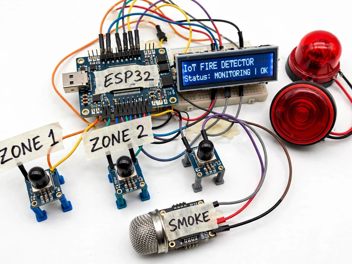 IoT Fire Detection and Alert System with Flame Sensors — project thumbnail preview