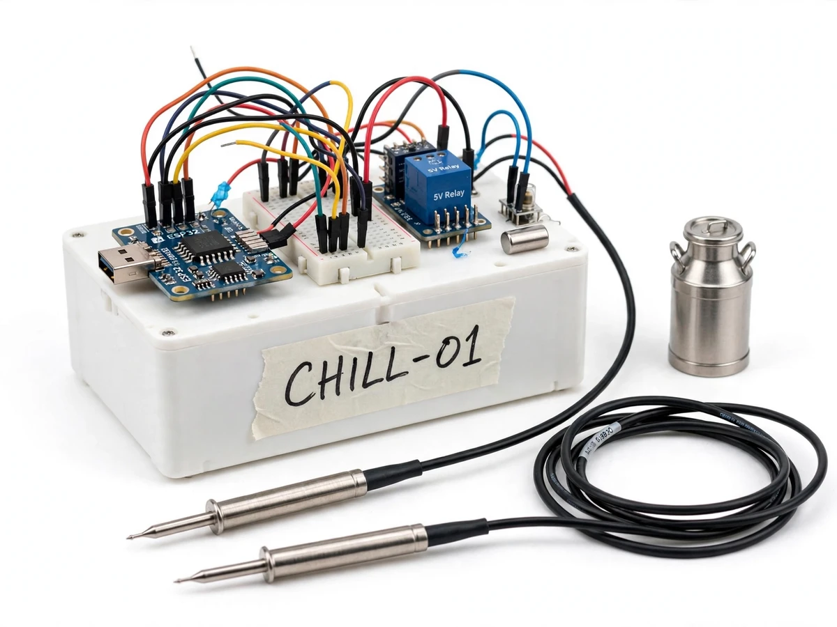 IoT Milk Chiller Temperature Monitor with Door-Open Alerts — project thumbnail preview