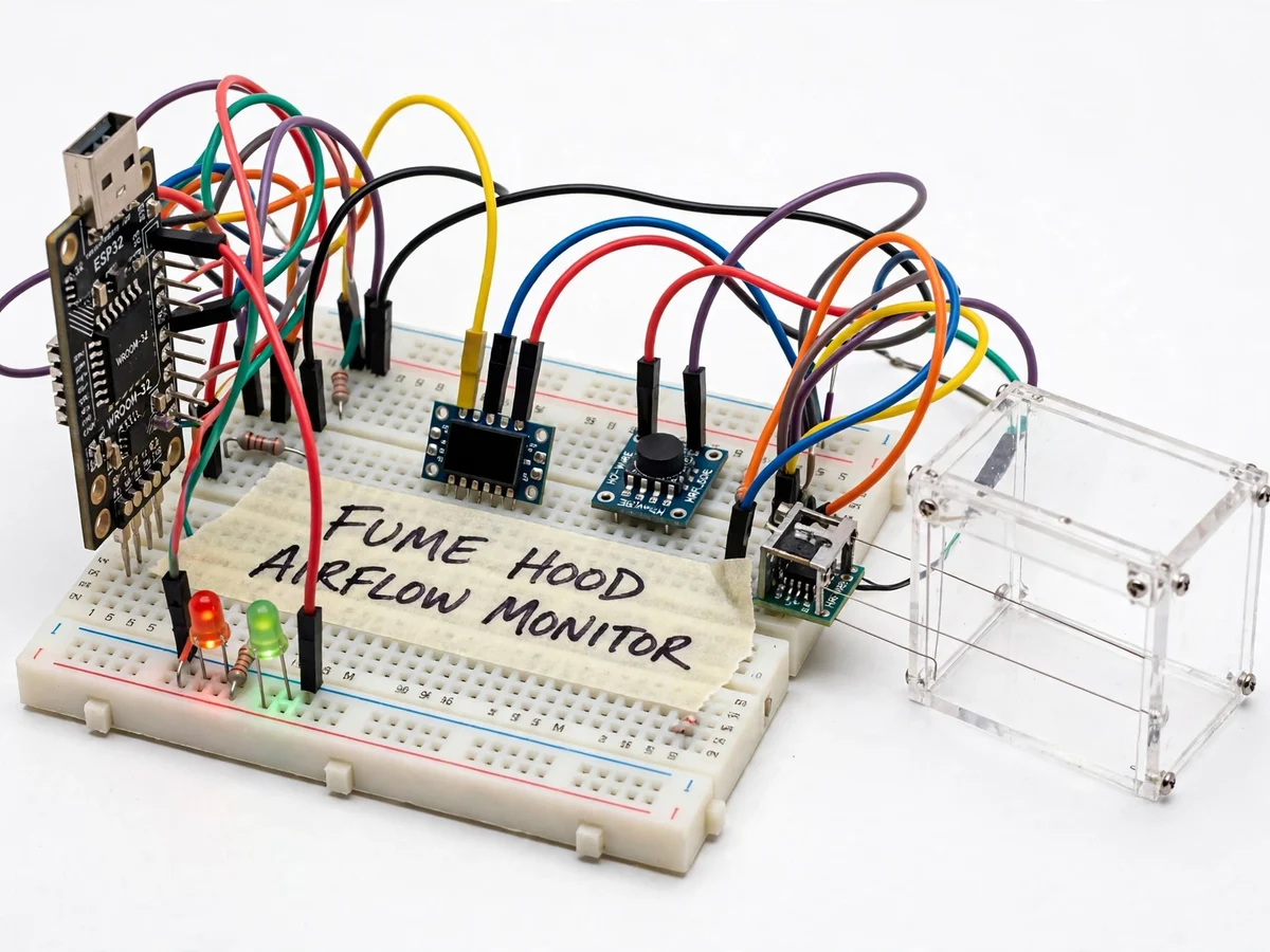 IoT Lab Fume Hood Airflow Safety Monitor with Sash Alarm and Lab Dashboard — project thumbnail preview