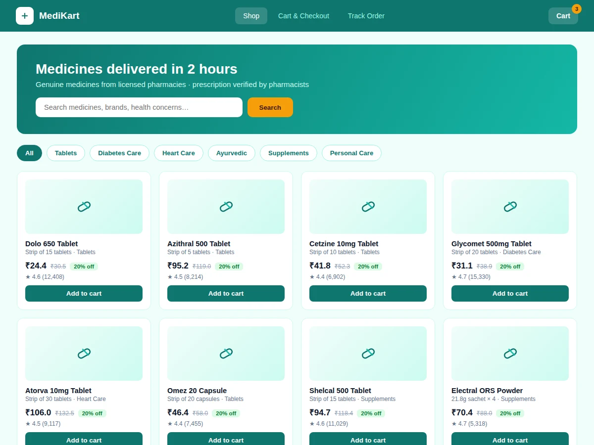 Online Pharmacy and Medicine Delivery Portal — project thumbnail preview