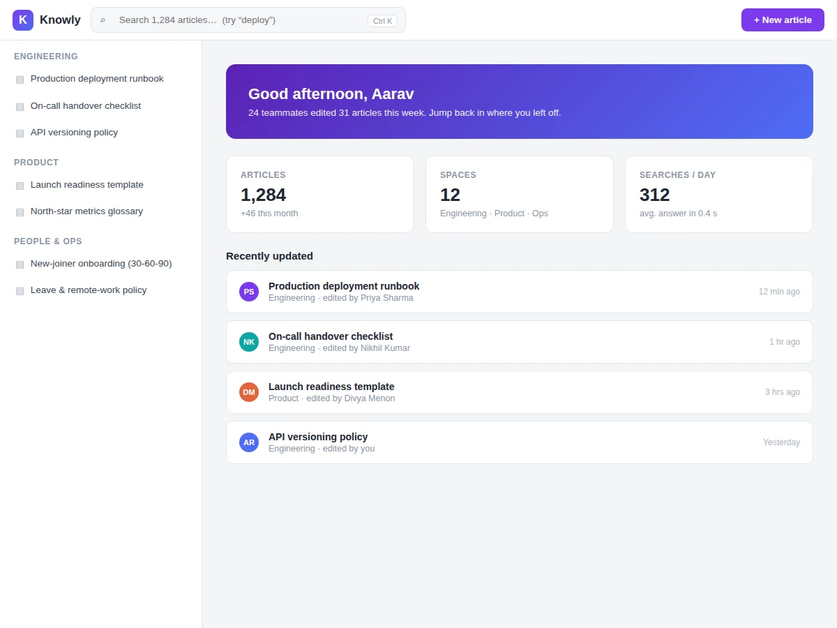 Team Knowledge Base Wiki with Full-Text Search — project thumbnail preview