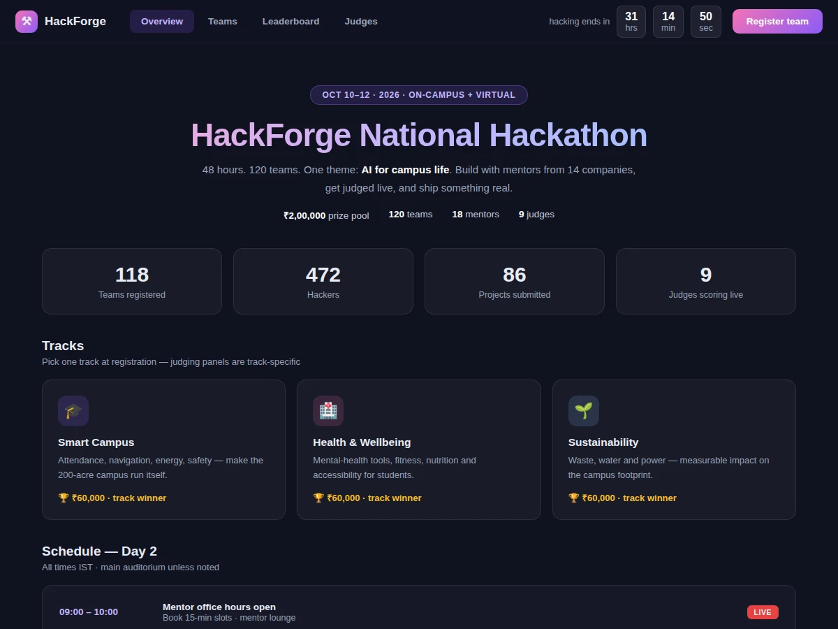 Hackathon Management Portal with Judging and Leaderboard — project thumbnail preview