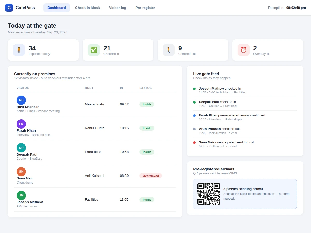 Visitor Management System with QR Check-in — project thumbnail preview