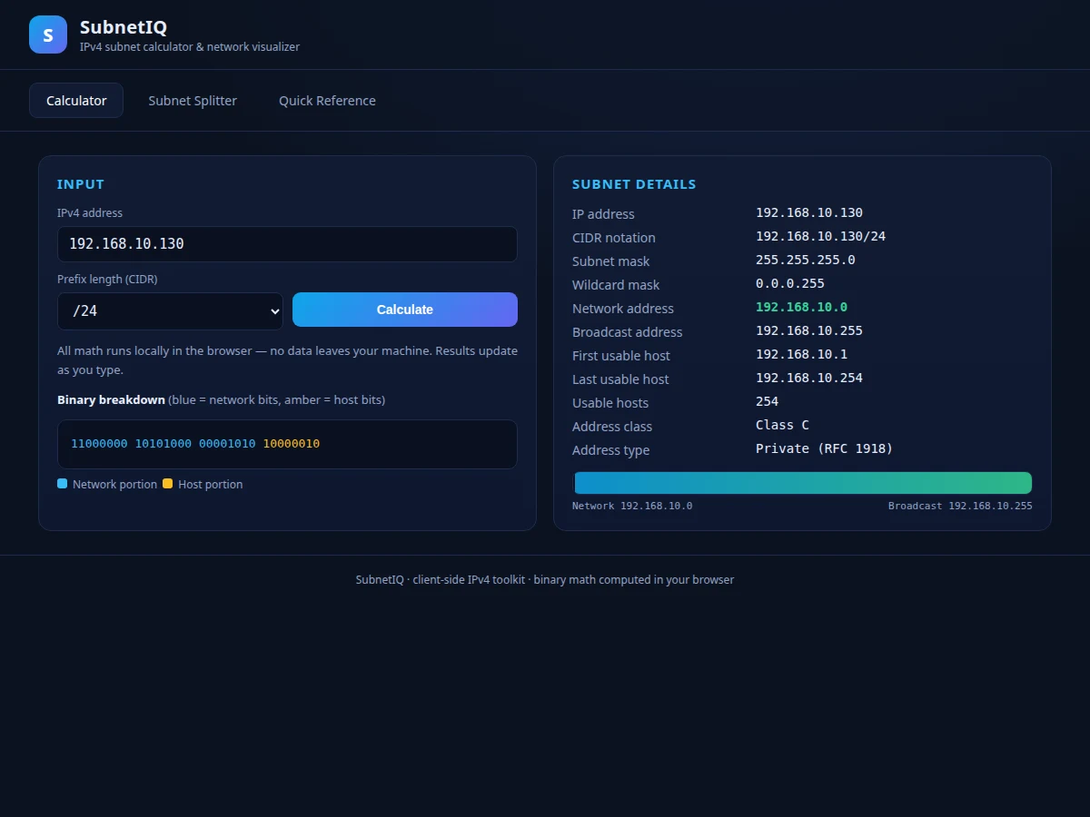 IPv4 Subnet Calculator and Network Visualizer — project thumbnail preview