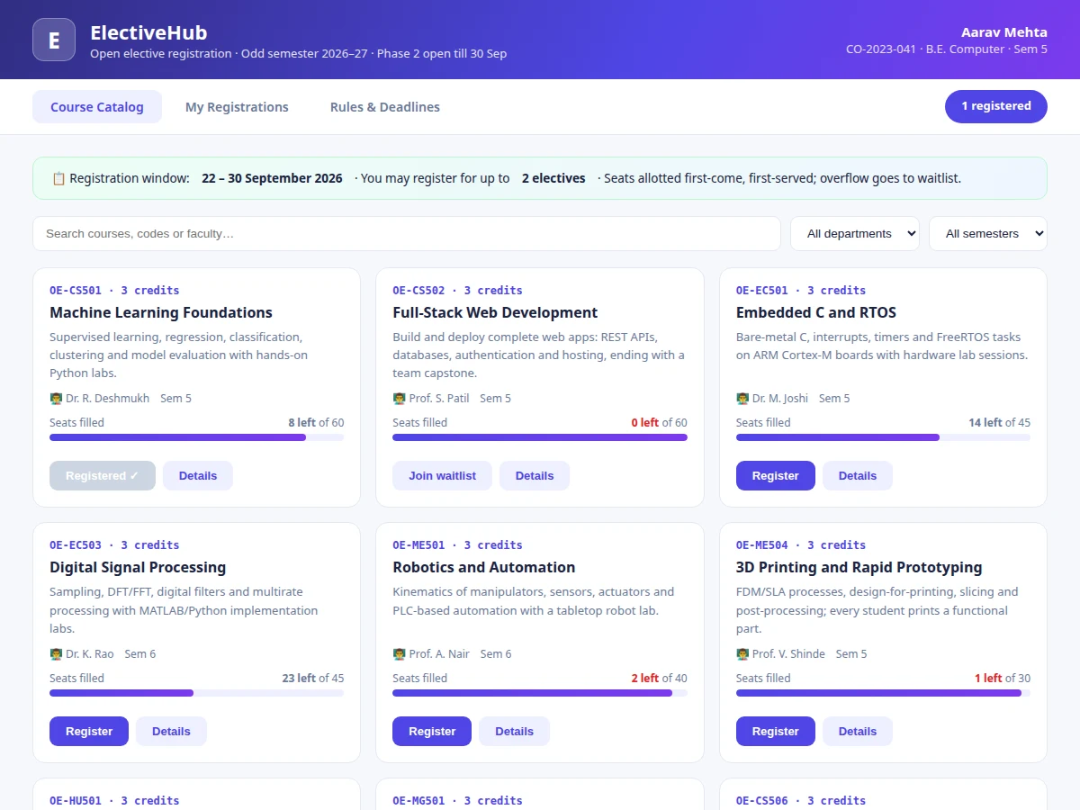 Open Elective Course Registration Portal — project thumbnail preview