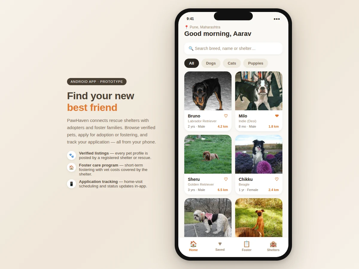 Pet Adoption and Foster Care Android App — project thumbnail preview
