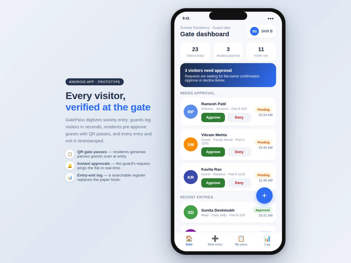 Housing Society Visitor Management Android App — project thumbnail preview